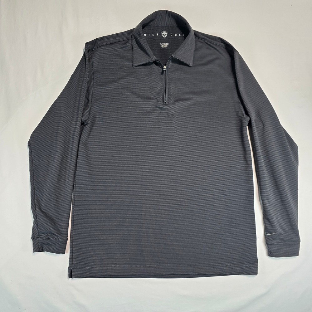 Nike Golf Mens Quarter Zip Pullover Shirt Grey Stripe NikeFIT DRY‎ 231788-060 M